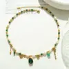 Wholesale PVD Coated Real Gold Plated 18K Gold Water Droplets 304 Stainless Steel Fashion Waterproof Non Tarnish 304 Stainless Steel Pendant Necklace