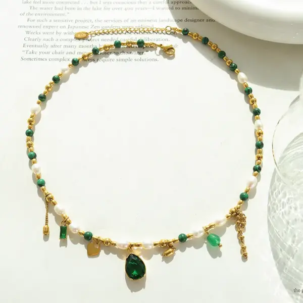 Wholesale PVD Coated Real Gold Plated 18K Gold Water Droplets 304 Stainless Steel Fashion Waterproof Non Tarnish 304 Stainless Steel Pendant Necklace