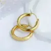 PVD Coated 18K Gold Plated Round 304 Stainless Steel Titanium Steel Fashion Waterproof Non Tarnish Hoop Earrings