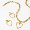 oly-420d5b82c66e674e06a51dd931033ee5 Wholesale 18K Real Gold Plated 304 Stainless Steel PVD Coated Heart Shape Simple Style Jewelry Set For Women
