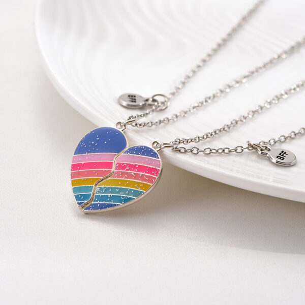 oly-420f5d3086825f996e7554157b1d5102 Wholesale Good friend fashion rainbow with gold wder splicing heart magnetic necklace