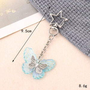 K4608 acrylic butterfly pendant five-pointed star buckle blue / Small pendant