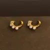 Wholesale 1 Pair IG Style Simple Style Geometric Water Droplets Plating Inlay Titanium Steel Pearl Zircon 18K Gold Plated Drop Earrings Ear Cuffs Ear Studs