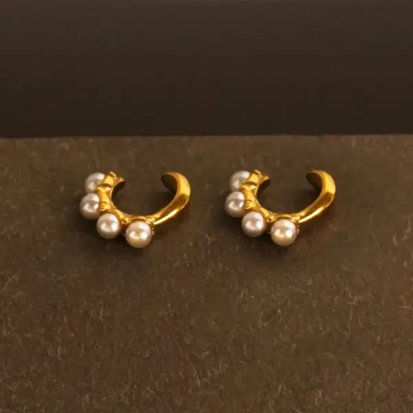 Wholesale 1 Pair IG Style Simple Style Geometric Water Droplets Plating Inlay Titanium Steel Pearl Zircon 18K Gold Plated Drop Earrings Ear Cuffs Ear Studs