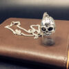 Wholesale Gothic Skull Pendant Hair Collection Commemorative Glass Wishing Bottle Openable Pet urn Necklace
