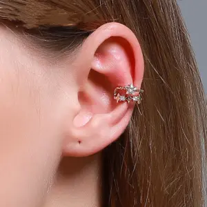 Wholesale Ear Cartilage Rings & Studs Fashion Star Copper Plating Artificial Gemstones