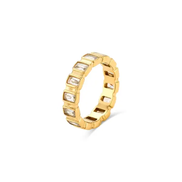 Wholesale PVD Coated Real Gold Plated 18K Gold Geometric 304 Stainless Steel Glam Waterproof Non Tarnish Rings
