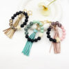 Wholesale silicone tassel beaded bag accessories Wristlet Keychain