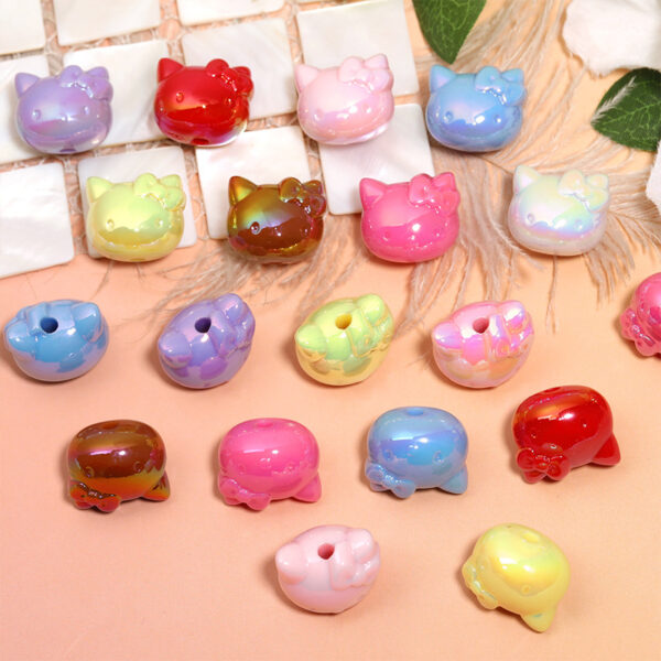 Wholesale Cute Cartoon Cat Head Through-Hole High-Gloss Beads OLY Exclusive