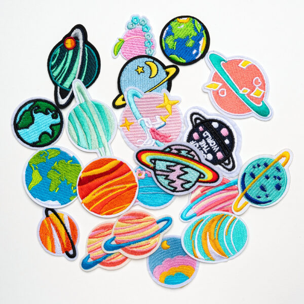 Wholesale Computer Embroidery Label Cosmic Planet Series Cloth Stickers Earth Embroidery Patch Clothing Accessories Diy Patch