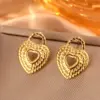 Wholesale PVD Coated 18K Gold Plated Sector Leaves Heart Shape 304 Stainless Steel Simple Style Waterproof Non Tarnish Ear Studs