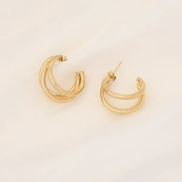 Wholesale PVD Coated 18K Gold Real Gold Plated C Shape Stainless Steel Commute Waterproof Non Tarnish Hoop Earrings Ear Studs
