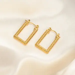 Rectangular Oil Pressure Pattern Earrings