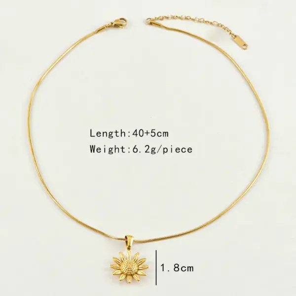 Wholesale 304 Stainless Steel Flower Ion Plating (IP) 18K Real Gold Plated Simple Style Classic Style Waterproof Non Tarnish Earrings Necklace