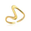 PVD Coated Real Gold Plated 18K Gold Waves 304 Stainless Steel Hip-Hop Modern Style Waterproof Non Tarnish Open Rings