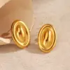 Wholesale Ion Plating (IP) 18K Gold Plated Oval 304 Stainless Steel Elegant Glam Hip-Hop Waterproof Non Tarnish Ear Studs