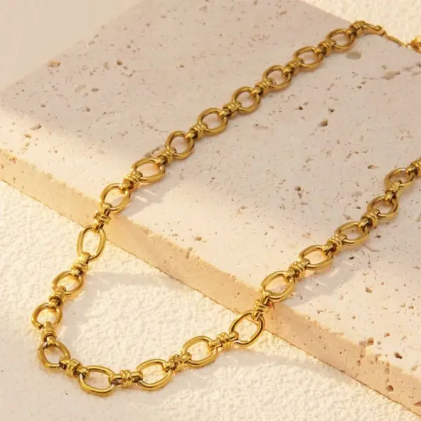 Wholesale Ion Plating (IP) 18K Gold Plated Solid Color 304 Stainless Steel Simple Style Classic Cool Waterproof Non Tarnish Necklace