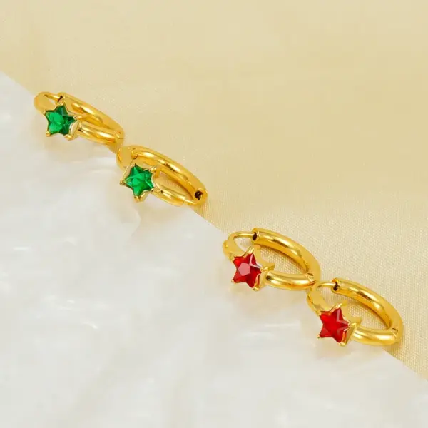 Wholesale PVD Coated 18K Gold Plated Star 304 Stainless Steel Elegant Retro Waterproof Non Tarnish Earrings