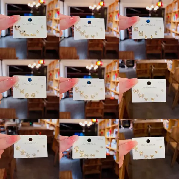 Wholesale Elegant Sweet Butterfly Copper Plating Inlay Zircon Ear Studs