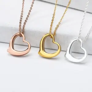 Wholesale PVD Coated Real Gold Plated Heart Stainless Steel Fashion Waterproof Non Tarnish 304 Stainless Steel Lobster Trigger Clasp Closure Necklace