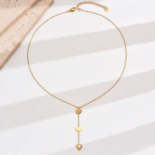 PVD Coated Real Gold Plated Heart Shape Stainless Steel Modern Style Waterproof Non Tarnish 304 Stainless Steel Pendant Necklace