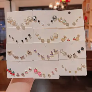 1 Set Basic Geometric Plating Copper Cat's Eye Stone Earrings