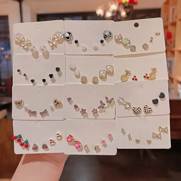 1 Set Basic Geometric Plating Copper Cat's Eye Stone Earrings