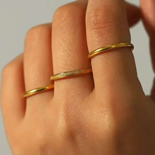 Wholesale PVD Coated Real Gold Plated 18K Gold Circle 304 Stainless Steel Basic Simple Style Waterproof Non Tarnish Rings