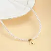 Wholesale Jewelry Elegant Simple Style Letter Artificial Pearl Alloy Copper Beaded Pendant Necklace