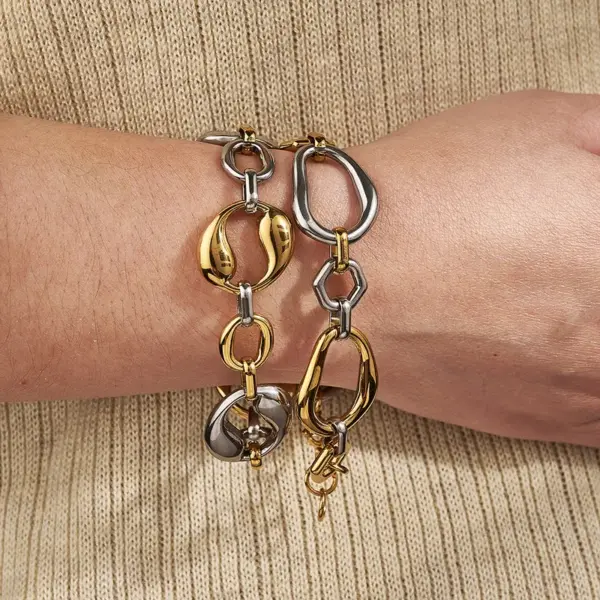 Wholesale Hot-Selling INS Style 304 Stainless Steel Inner Electroplated Real Gold Irregular Hollow Circle Simple Bracelet