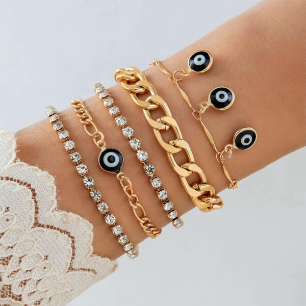Wholesale Cross-border Bohemian Personality Devil's Eye Bracelet suit Design Sense Round Bead Eye Multi-layer Stacked Bracelet