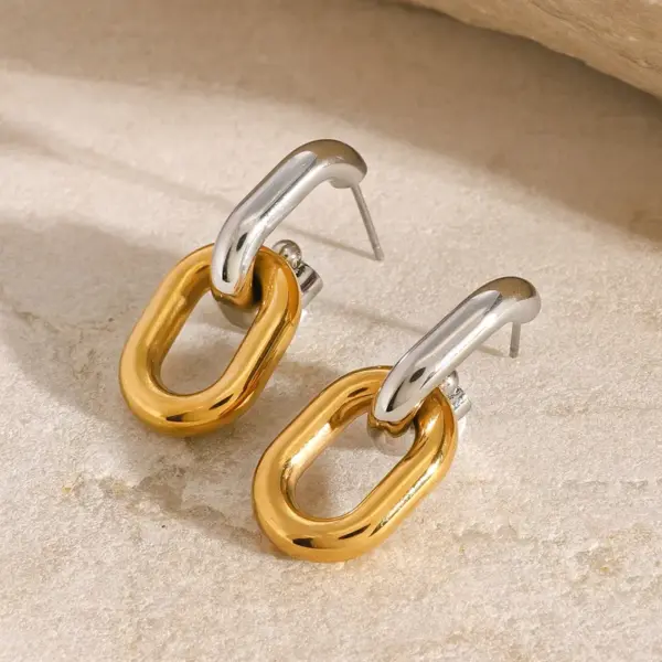 Wholesale PVD Coated Real Gold Plated Color Block 304 Stainless Steel Simple Style Classic Style Waterproof Non Tarnish Earrings