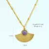 Wholesale Simple Style Moon Natural Stone Titanium Steel 14K Gold Plated Necklace In Bulk