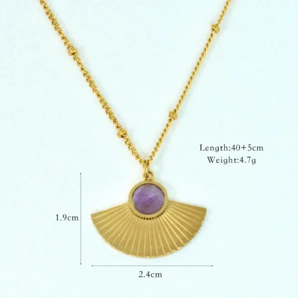 Wholesale Simple Style Moon Natural Stone Titanium Steel 14K Gold Plated Necklace In Bulk