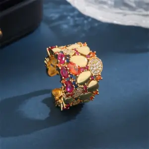 Wholesale Copper 18K Gold Plated Glam Luxurious Classic Style Plating Inlay Irregular Zircon Open Rings