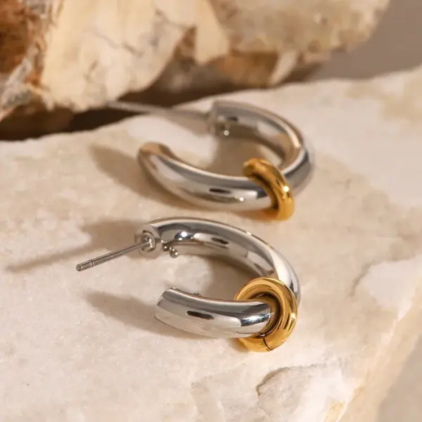 PVD Coated Real Gold Plated C Shape 304 Stainless Steel Simple Style Classic Style Waterproof Non Tarnish Ear Studs