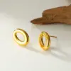 Wholesale Oval Stud Earrings For Women Featuring Electroplated 18K Real Gold Plated 304 Stainless Steel With 0.03µm PVD Coated Layer