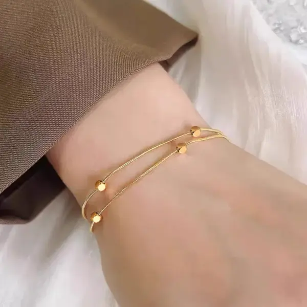 Wholesale PVD Coated 18K Gold Plated Solid Color Stainless Steel Glam Solid Color Waterproof Non Tarnish 304 Stainless Steel Bracelets