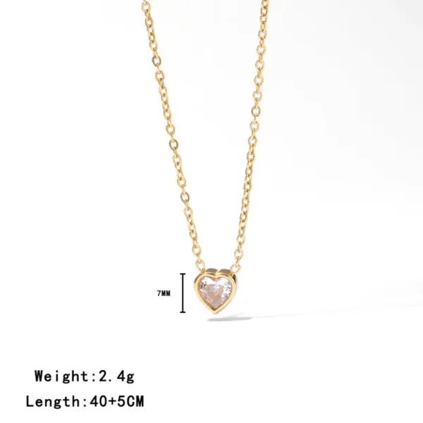 Wholesale Ion Plating (IP) 16K Gold Real Gold Plated Heart Shape 304 Stainless Steel Cute Hip-Hop Waterproof Non Tarnish 304 Stainless Steel Pendant Necklace