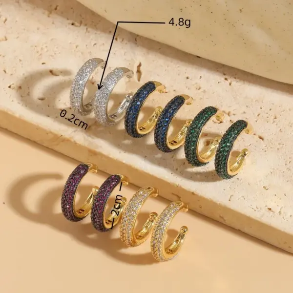 Wholesale 1 Pair Simple Style Round Plating Inlay Copper Zircon 14k Gold Plated Ear Cuffs