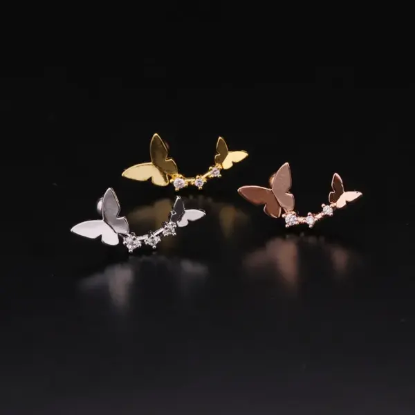 Ear Cartilage Rings & Studs Flower 316L Stainless Steel Copper Waterproof Non Tarnish Surgical Steel Zircon