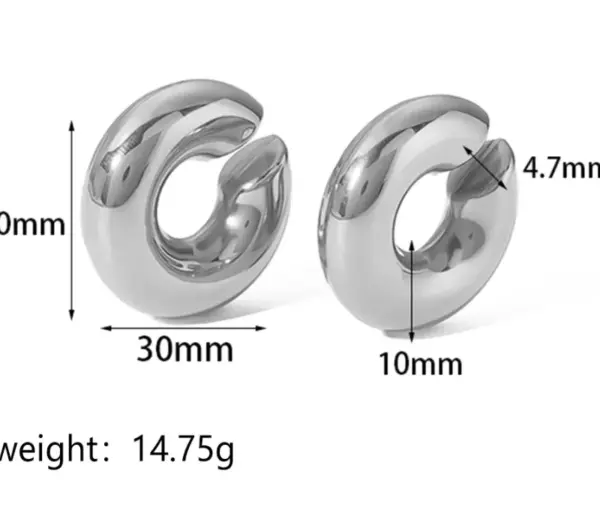 PVD Coated Real Gold Plated 18K Gold Solid Color Titanium Steel Punk Simple Style Waterproof Non Tarnish Ear Cuffs