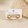 Color Retention Electroplated Acrylic Pearl Flower Square Heart Shaped Earrings Fashionable Women's Jewelry Accessory