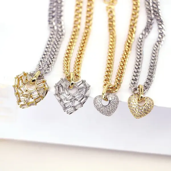 Wholesale Fashion Heart Copper Pendant Necklace In Bulk