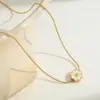 Wholesale Gold Plated 18K Stainless Steel Flower Pendant Necklace Women's Casual Cute Artistic Design Four Seasons Versatile Jewelry