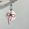 Wholesale South Korea Ins Winter Small Fur Ball Bow Pendant Vintage Y2K Red Millennium Spice Girl Bag Mobile Phone Hanging Accessories