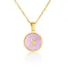 Wholesale Simple Style Letter Titanium Steel Plating Inlay Shell Pendant Necklace