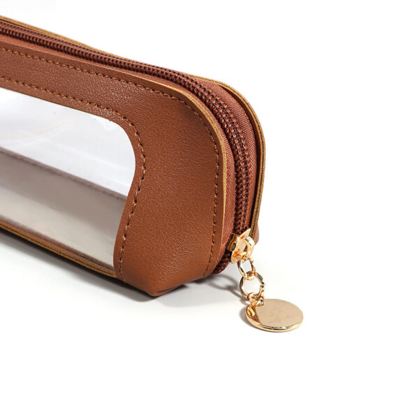Wholesale Leather transparent large capacity pencil case
