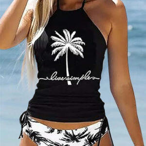 A230000 Black Coconut Tree Print / 2XL