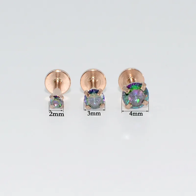 Wholesale 1 Piece Lip Rings Fashion Geometric 304 Stainless Steel Synthetic Opal Zircon Inlay Synthetic Opal Zircon 18K Gold Plated